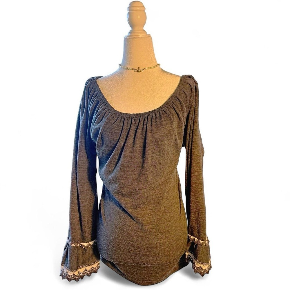 lace trim coquette sweater dress/tunic